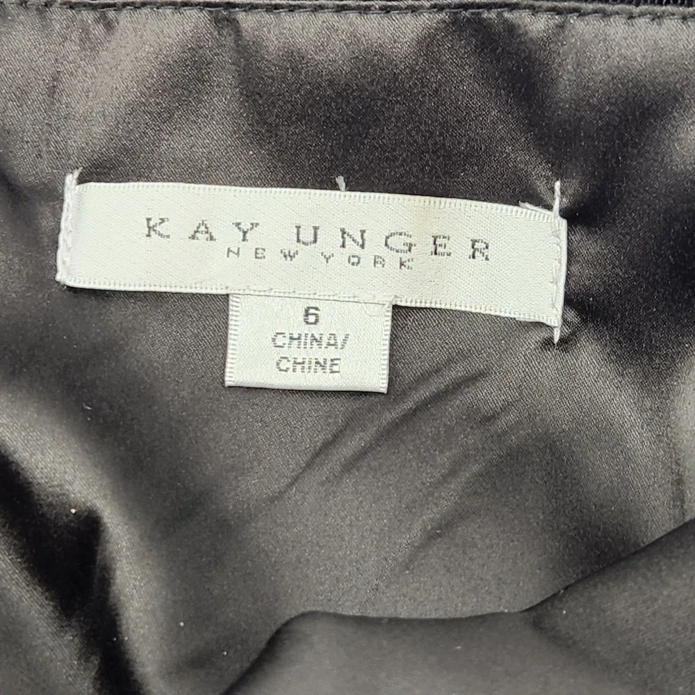 Kay Unger New York Black Textured‎ Leaf Lace Midi Dress K111442 Womens 6 NEW - Picture 9 of 9